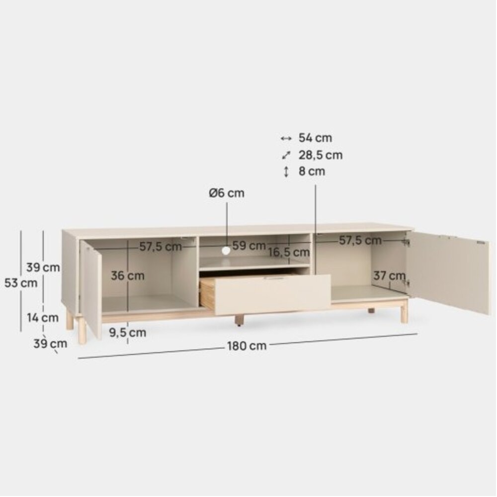 MESA PARA TV MODERNO LUU 2 PUERTAS 1 CAJÓN CAPRI RYR MUEBLES - 3