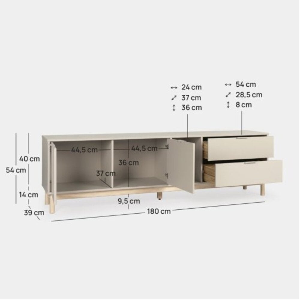 MESA PARA TV MODERNO LUU 180 CM CAPRI RYR MUEBLES - 5