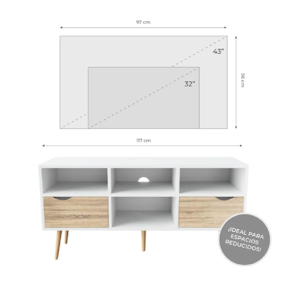 MESA PARA TV MODERNO BRENDA BLANCO/DUNA RYR MUEBLES - 2