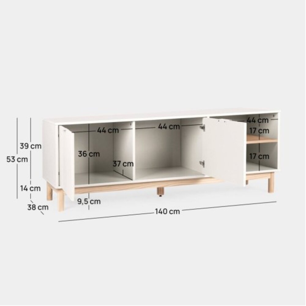 MESA PARA TV MODERNO LUU 2 PUERTAS 140 CM BLANCO RYR MUEBLES - 3