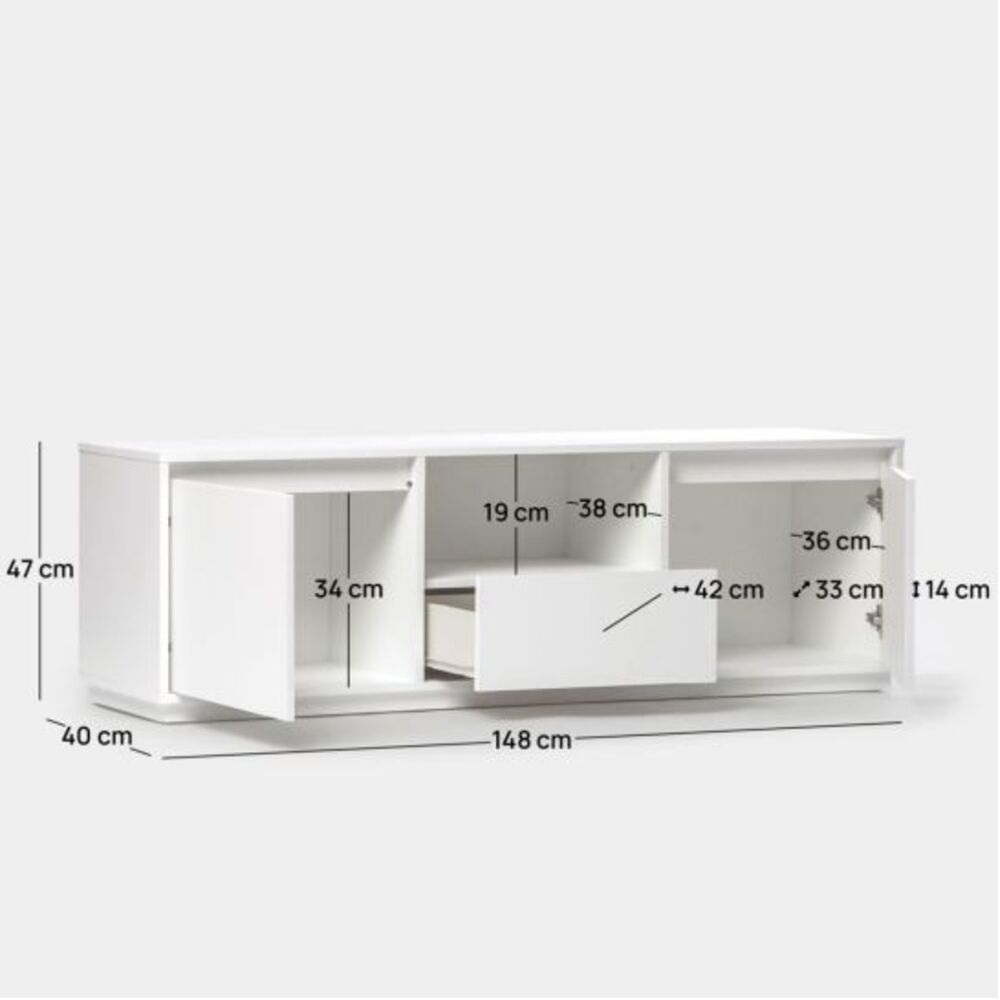 MESA PARA TV MODERNO VILMA 148 CM BLANCO RYR MUEBLES - 3