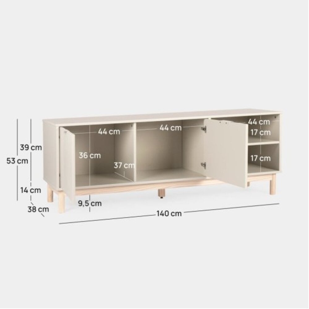 MESA PARA TV MODERNO LUU 2 PUERTAS 140 CM CAPRI RYR MUEBLES - 3
