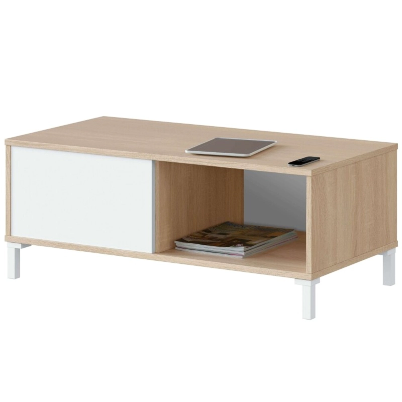 MESA DE CENTRO MODERNA ALAN 100 CM DUNA/BLANCO RYR MUEBLES - 1