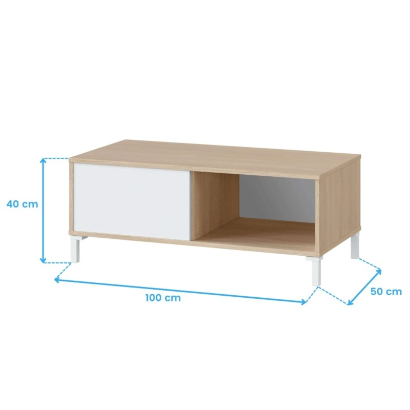 MESA DE CENTRO MODERNA ALAN 100 CM DUNA/BLANCO RYR MUEBLES - 3