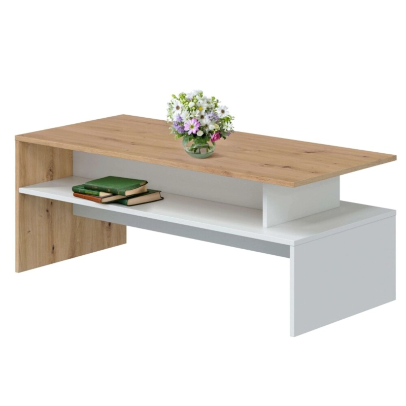 MESA DE CENTRO MODERNA KATTY 108 CM DUNA/BLANCO RYR MUEBLES - 2