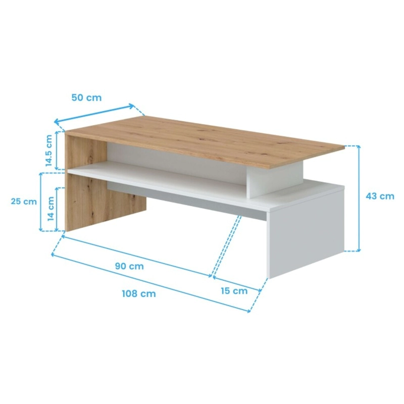 MESA DE CENTRO MODERNA KATTY 108 CM DUNA/BLANCO RYR MUEBLES - 3