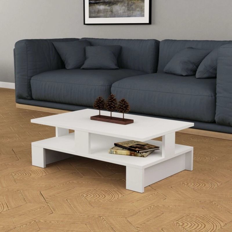 MESA DE CENTRO MODERNA MINIMALISTA IVONNY BLANCO RYR MUEBLES - 1