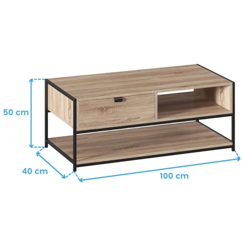 MESA DE CENTRO INDUSTRIAL MAGA 100CM DUNA/NEGRO RYR MUEBLES - 3