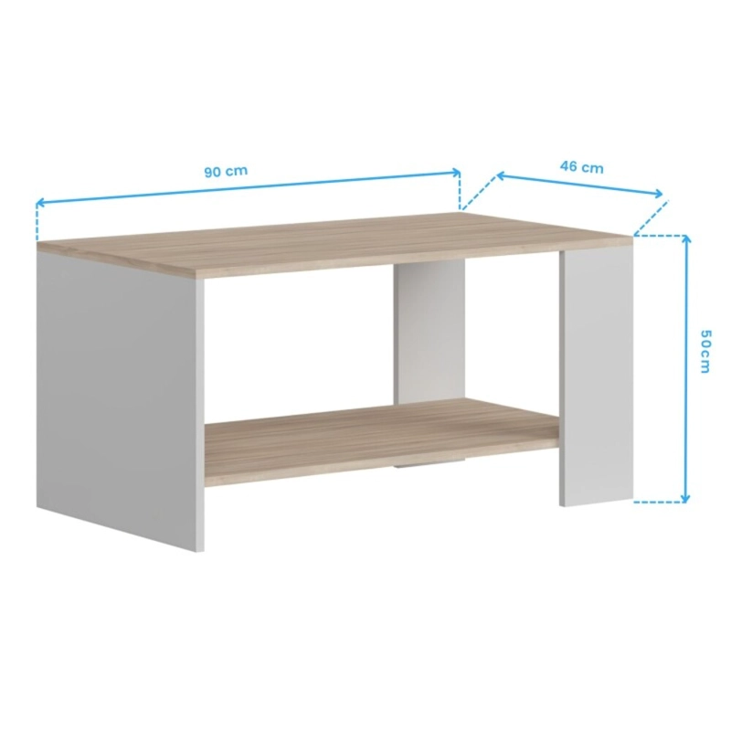 MESA DE CENTRO MODERNA MINIMALISTA CLARA DUNA/BLANCO RYR MUEBLES - 2