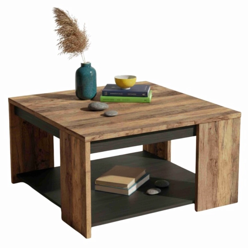 MESA DE CENTRO CUADRADA DOMENIC 80CM MARRÓN/NEGRO RYR MUEBLES - 2