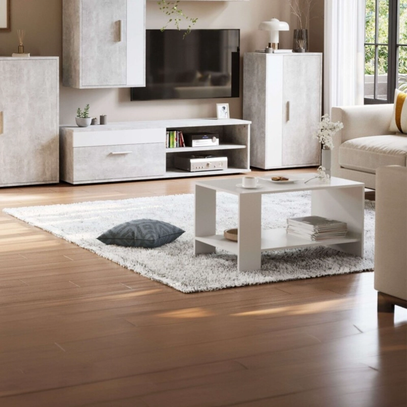 MESA DE CENTRO MODERNA MINIMALISTA CLARA BLANCO RYR MUEBLES - 1