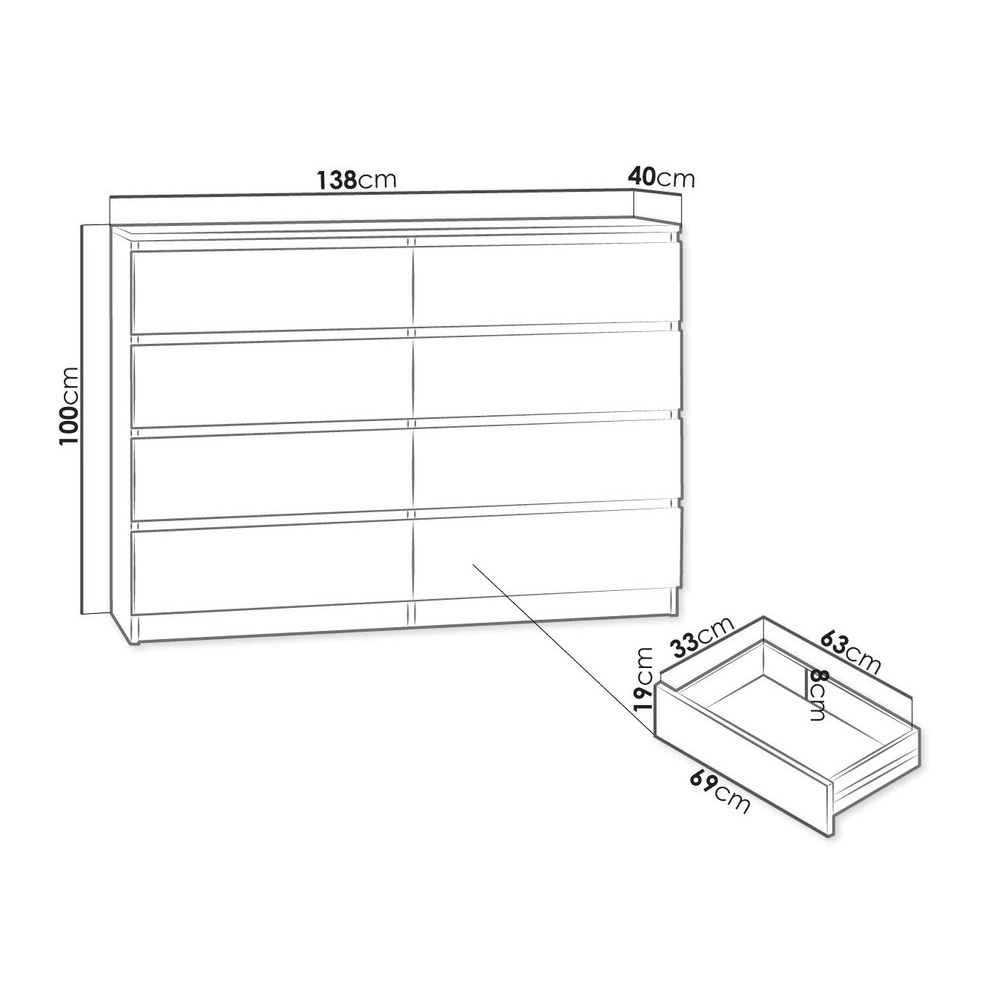 CÓMODA MODERNA GNOSIA BLANCO RYR MUEBLES - 3
