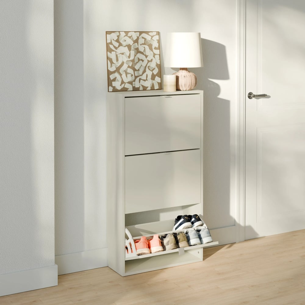 ZAPATERA CON CORTE PARA ZÓCALO LUCÍA 3 PUERTAS GRIS RYR MUEBLES - 1