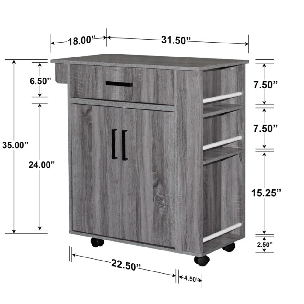CARRITO DE COCINA BOGI GRIS RYR MUEBLES - 3
