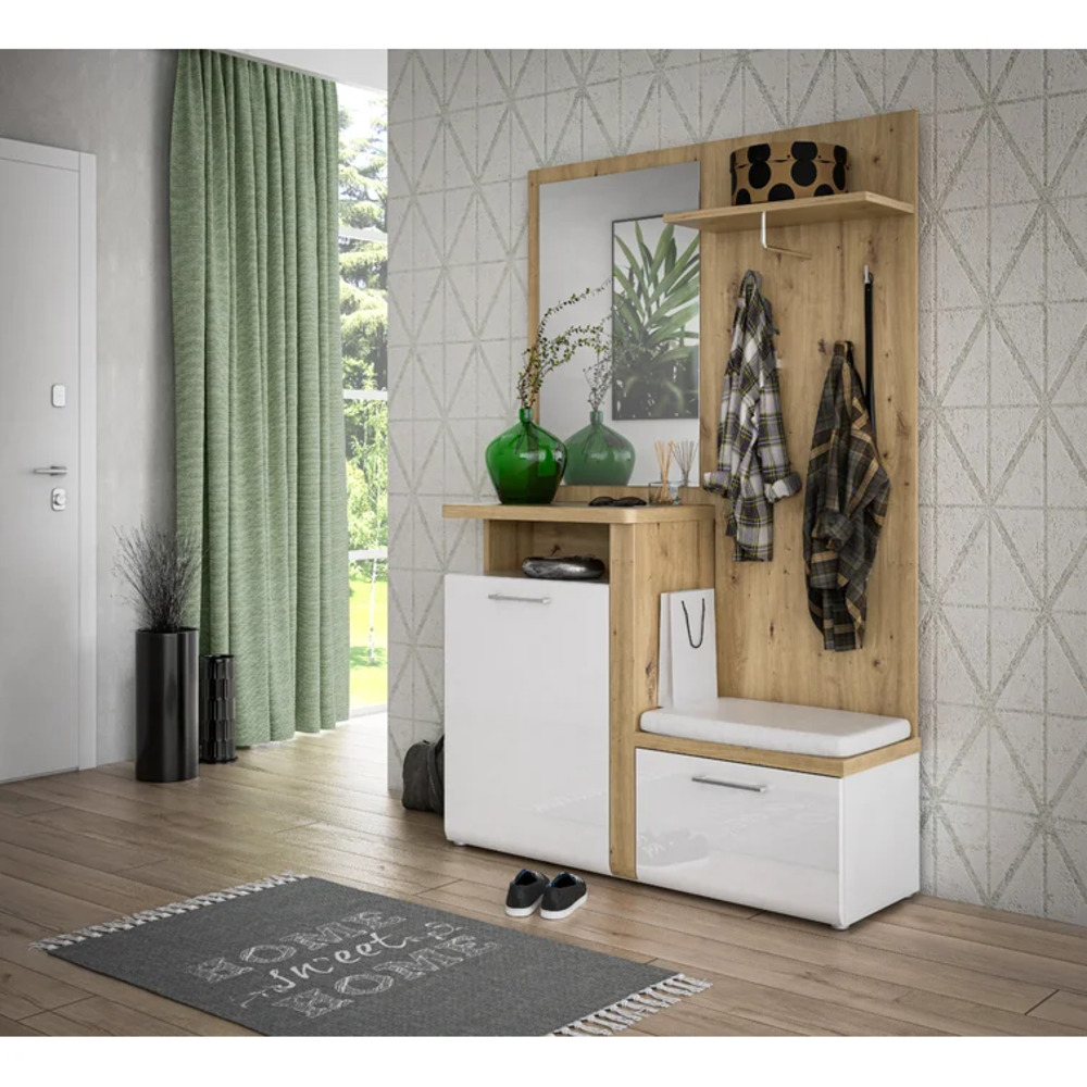 APARADOR RECIBIDOR HAZUKI MARRÓN Y BLANCO RYR MUEBLES - 1
