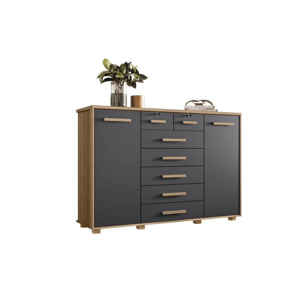 CÓMODA CON LLAVE MÁS COLGADOR KATIA MARYRÓN Y NEGRO RYR MUEBLES - 2