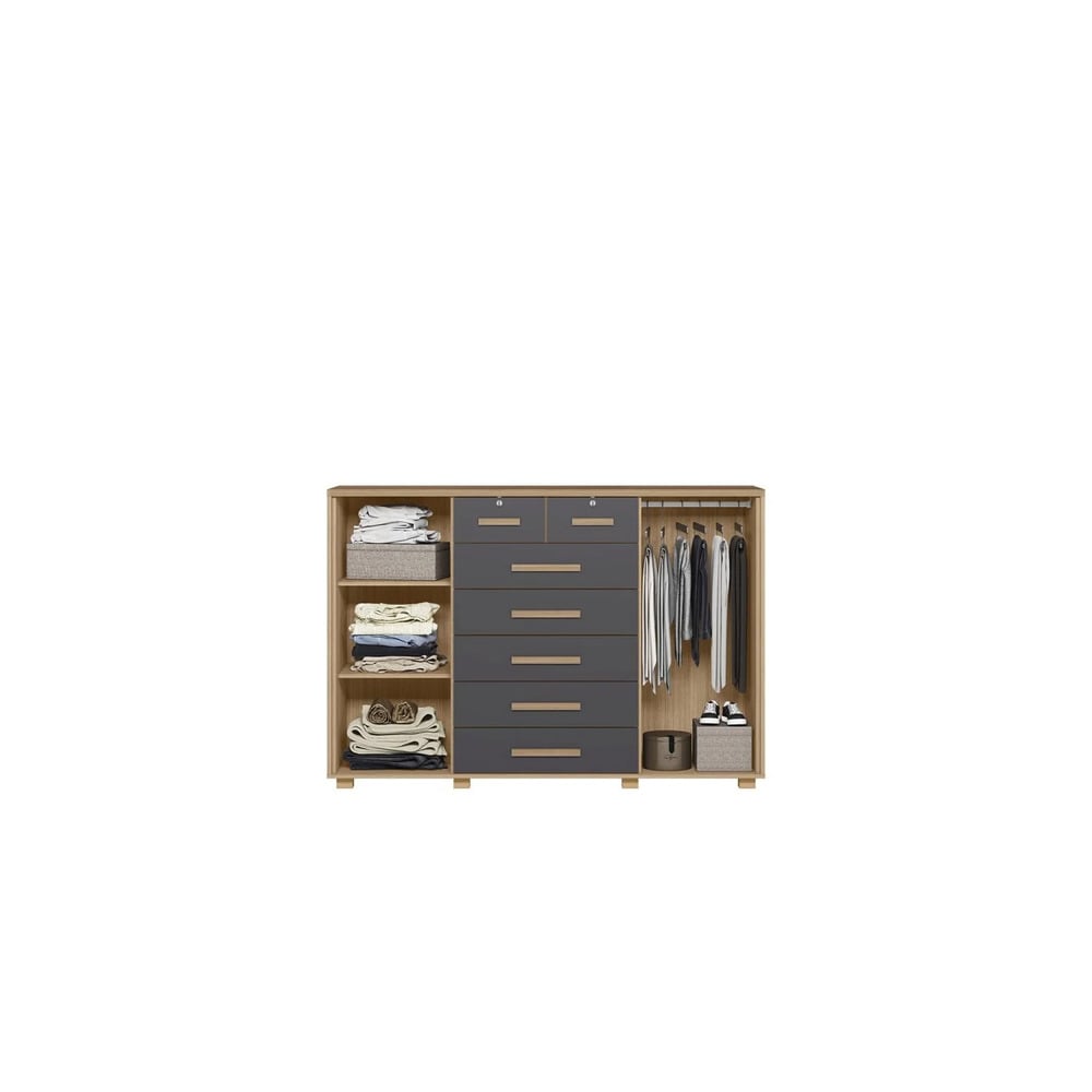 CÓMODA CON LLAVE MÁS COLGADOR KATIA MARYRÓN Y NEGRO RYR MUEBLES - 3