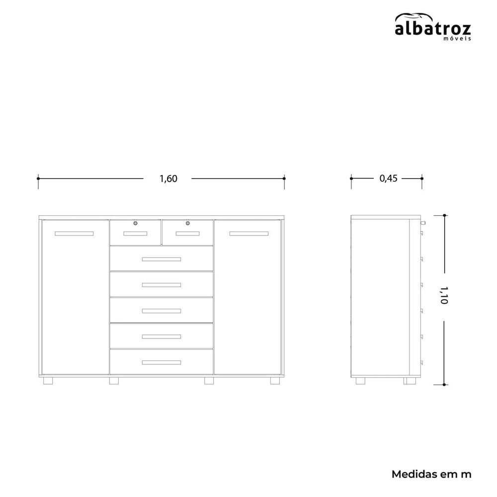 CÓMODA CON LLAVE MÁS COLGADOR KATIA MARYRÓN Y NEGRO RYR MUEBLES - 4