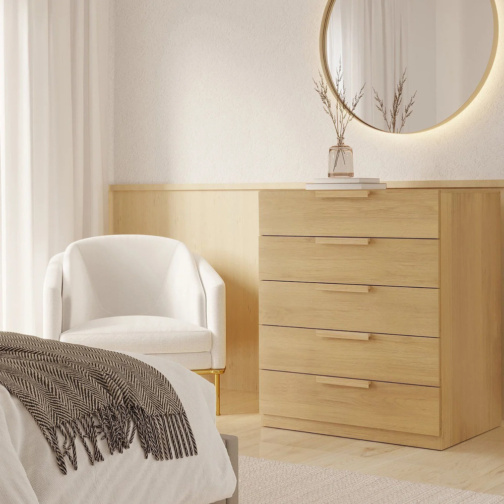 CÓMODA MODERNA LUCÍA 5 CAJONES PANELA RYR MUEBLES - 1