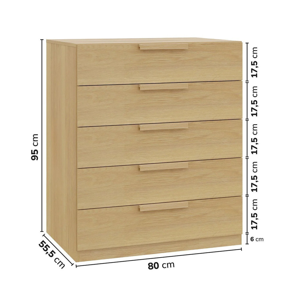 CÓMODA MODERNA LUCÍA 5 CAJONES PANELA RYR MUEBLES - 4