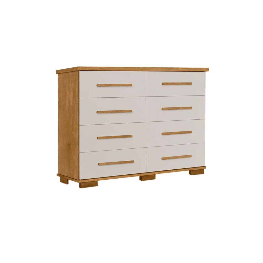 CÓMODA MODERNA PEIH 8 CAJONES MARYRÓN CLARO Y BLANCO RYR MUEBLES - 2