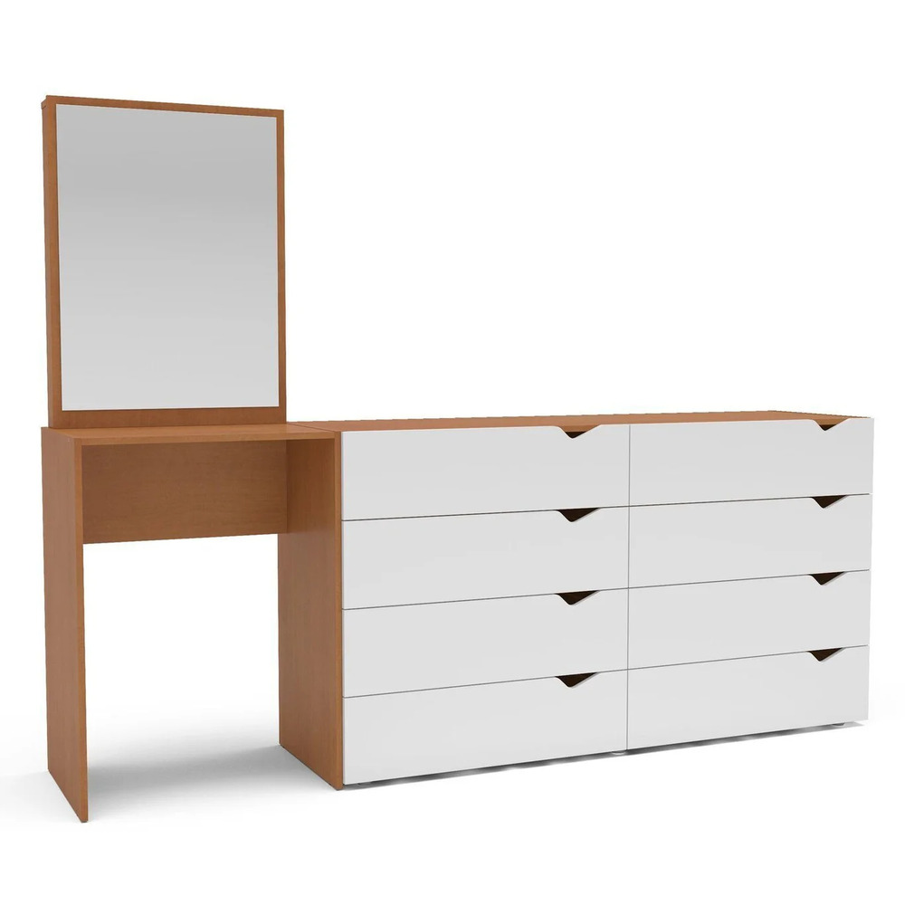 CÓMODA CON TOCADOR MODERNO MAPLE 8 CAJONES MARYRÓN Y BLANCO RYR MUEBLES - 2
