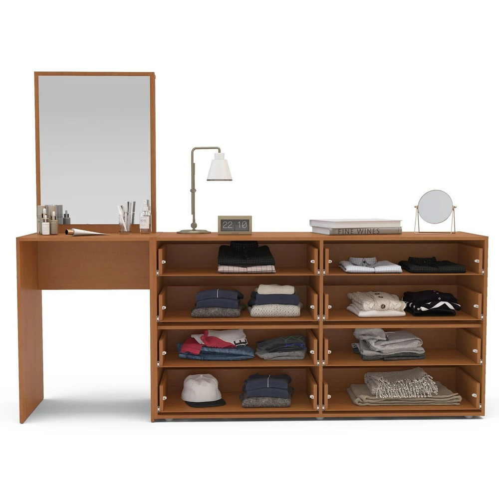 CÓMODA CON TOCADOR MODERNO MAPLE 8 CAJONES MARYRÓN Y BLANCO RYR MUEBLES - 4