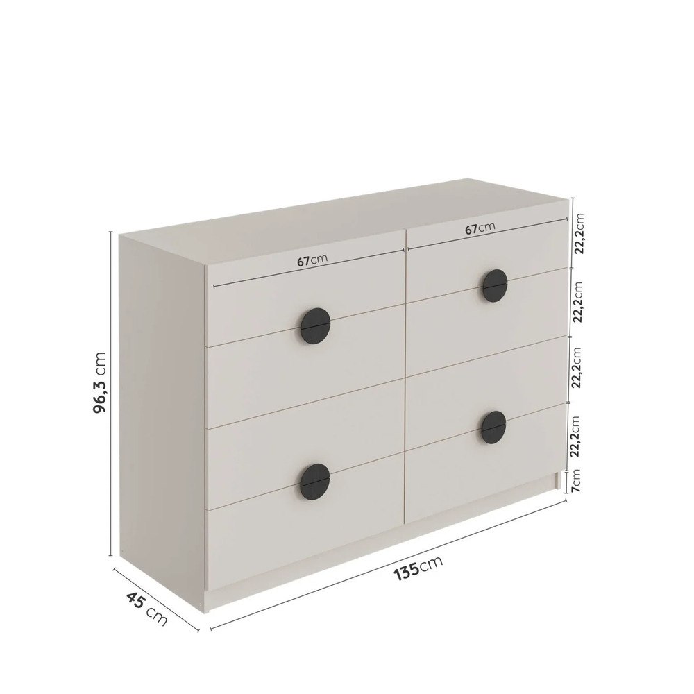 CÓMODA MODERNA ARIAN 8 CAJONES CAPRI RYR MUEBLES - 4