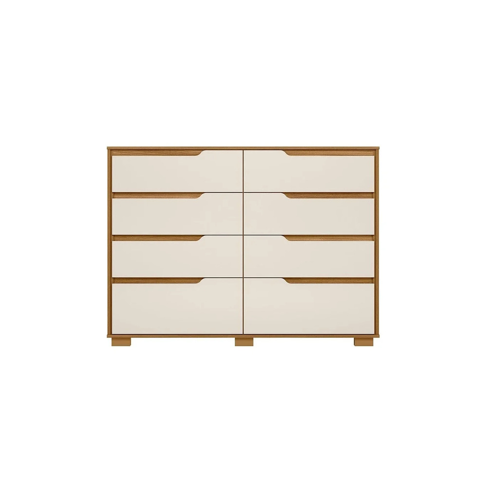 CÓMODA MODERNA MAPHEW 8 CAJONES MARYRÓN Y BLANCO RYR MUEBLES - 2