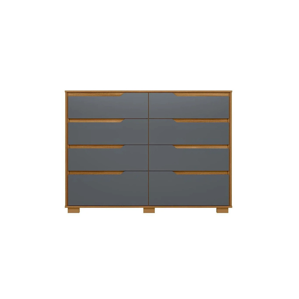 CÓMODA MODERNA MAPHEW 8 CAJONES MARYRÓN Y NEGRO RYR MUEBLES - 2