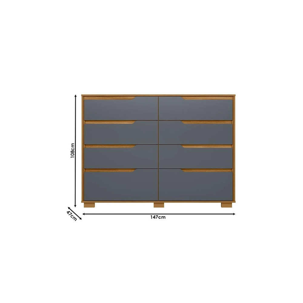 CÓMODA MODERNA MAPHEW 8 CAJONES MARYRÓN Y NEGRO RYR MUEBLES - 3