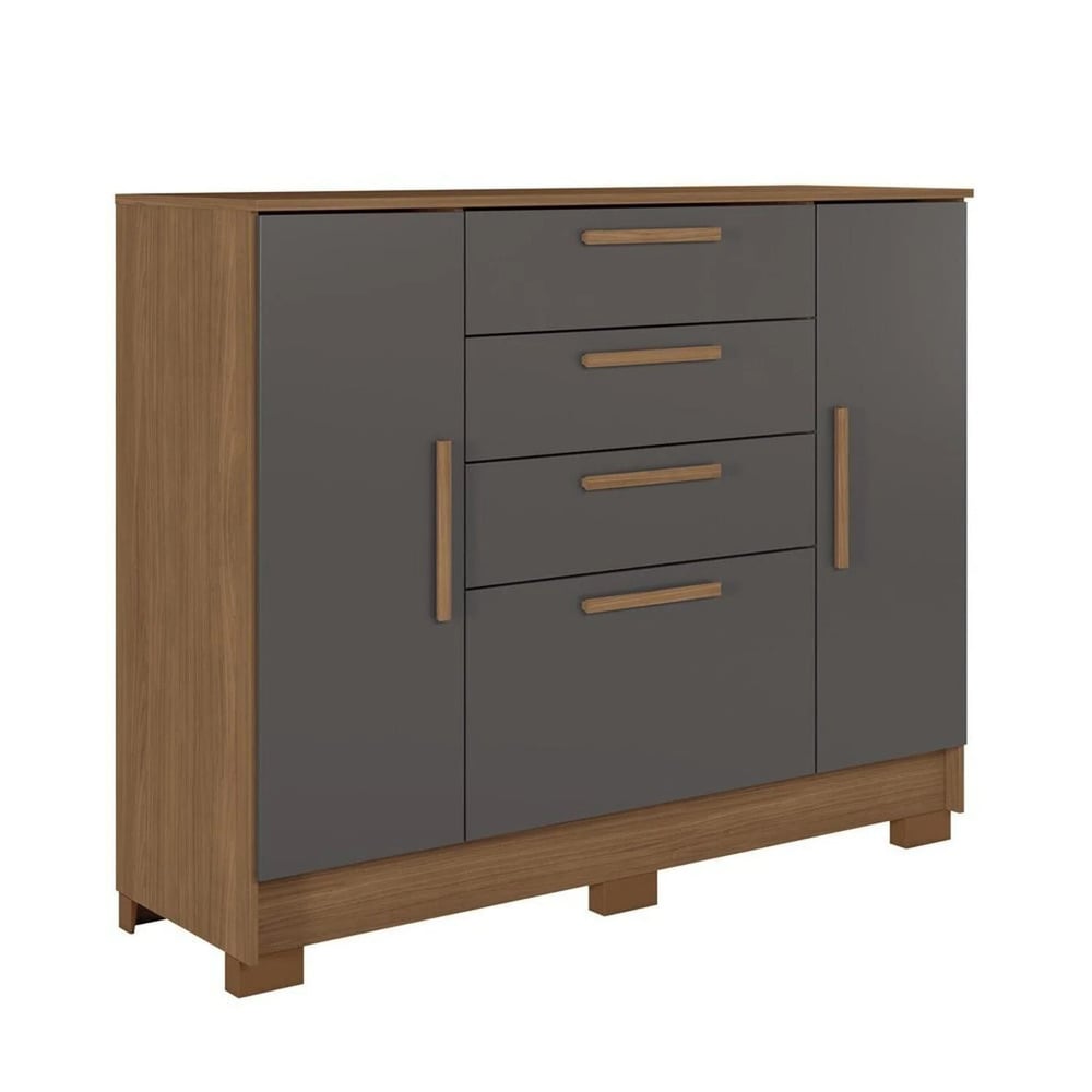 CÓMODA CON COLGADOR ALE 4 CAJONES 2 PUERTAS MARYRÓN Y PLOMO RYR MUEBLES - 2