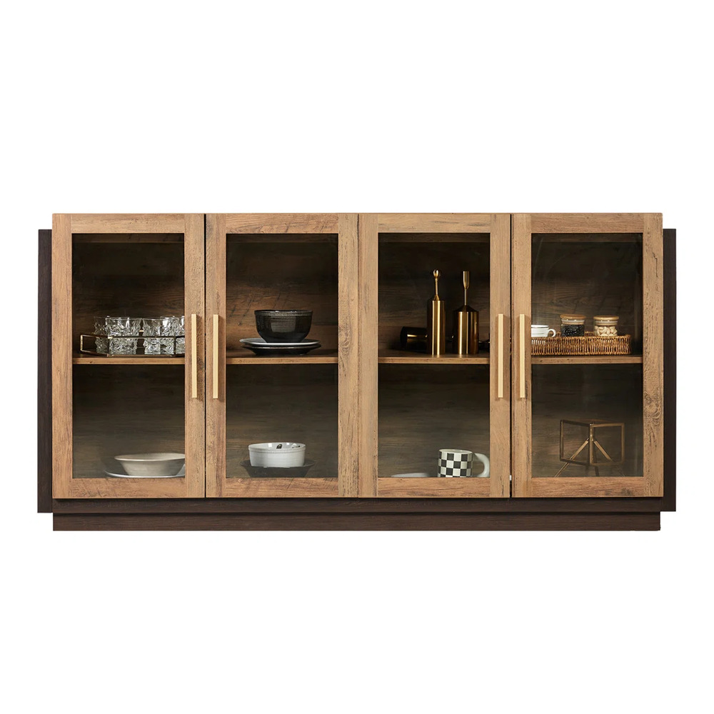 APARADOR VITRINA MODERNO AMAORI MARRÓN Y DUNA RYR MUEBLES - 2