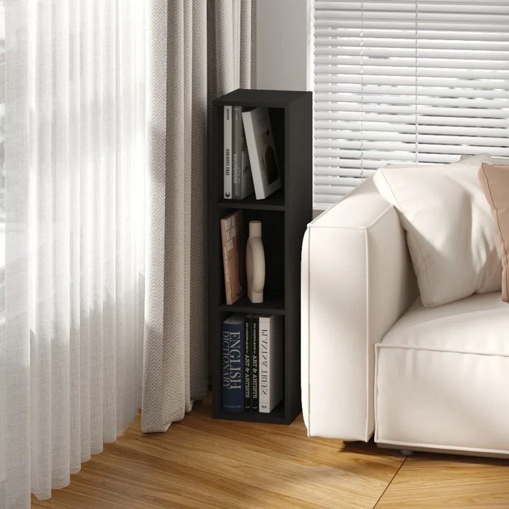 ESTANTE MODERNO KENGO NEGRO 3 ESPACIOS 20 CM RYR MUEBLES - 1