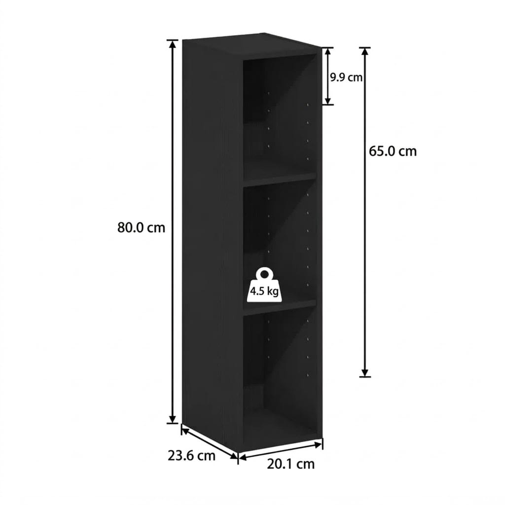 ESTANTE MODERNO KENGO NEGRO 3 ESPACIOS 20 CM RYR MUEBLES - 6