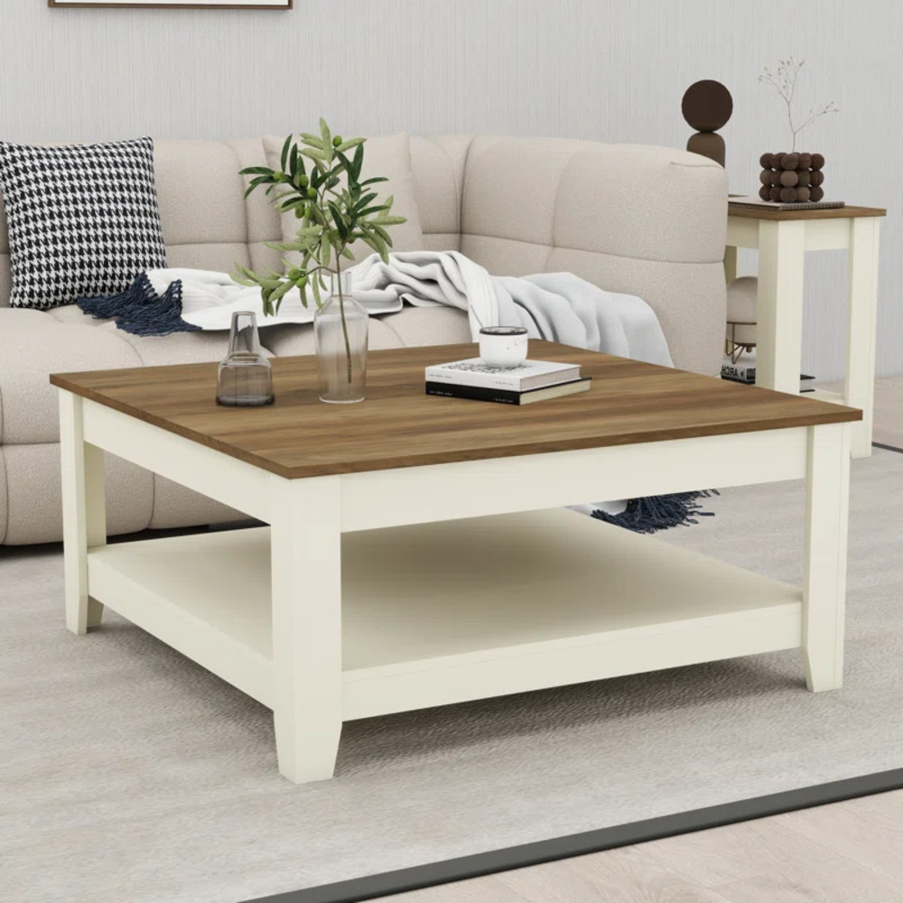 MESA DE CENTRO KAEL BLANCO Y MARRÓN RYR MUEBLES - 1