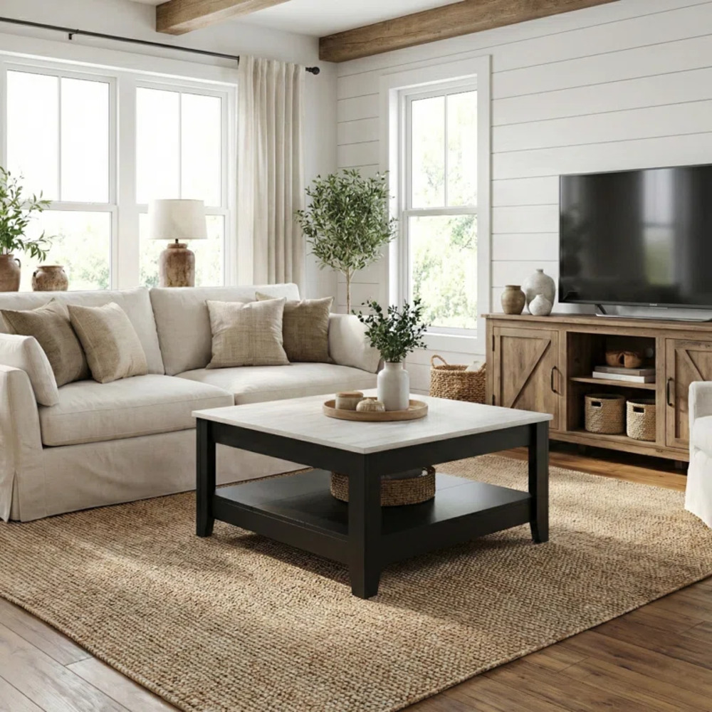 MESA DE CENTRO KAEL NEGRO Y BLANCO RYR MUEBLES - 1