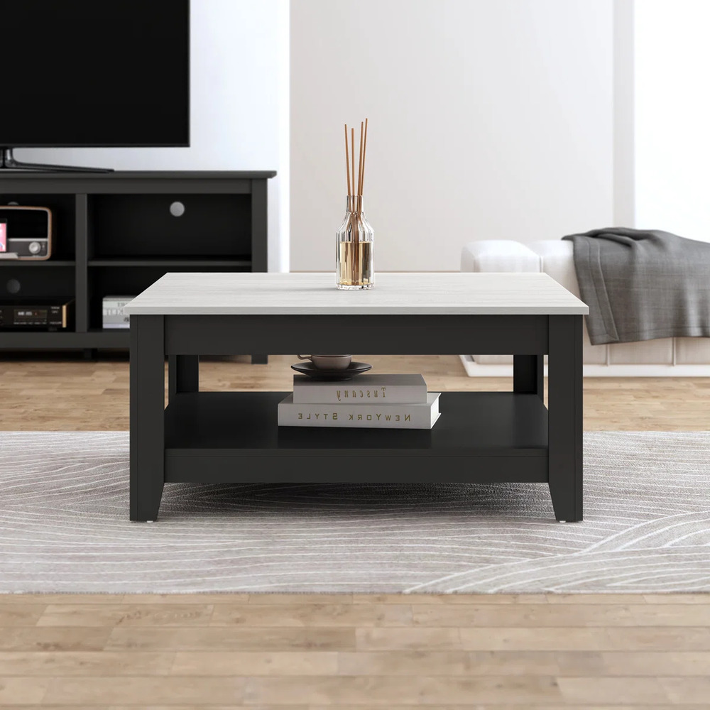 MESA DE CENTRO KAEL NEGRO Y BLANCO RYR MUEBLES - 2