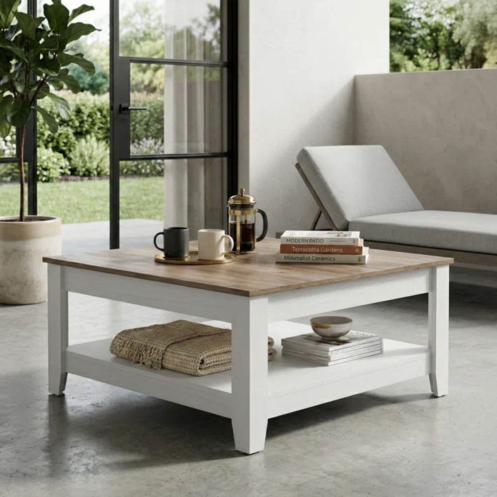 MESA DE CENTRO KAEL BLANCO Y MARRÓN RYR MUEBLES - 1