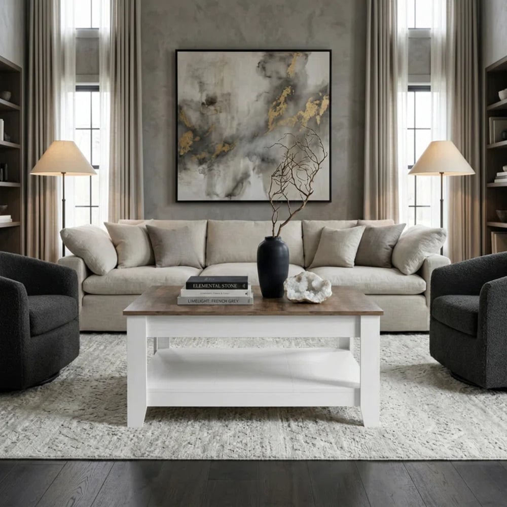 MESA DE CENTRO KAEL BLANCO Y MARRÓN RYR MUEBLES - 2
