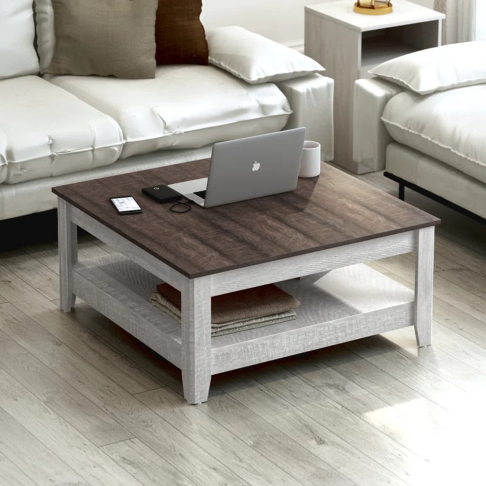 MESA DE CENTRO KAEL GRIS Y MARRÓN RYR MUEBLES - 1