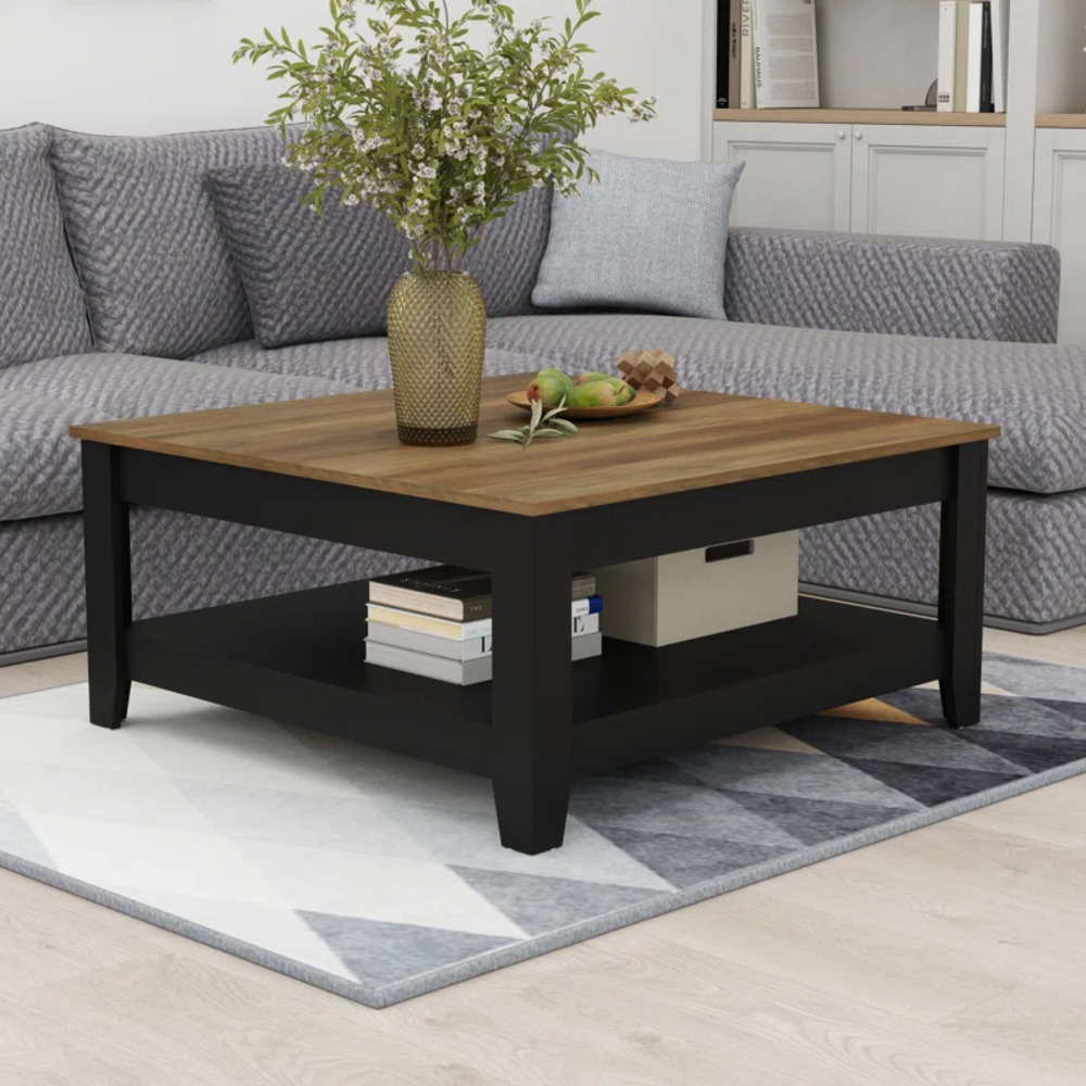 MESA DE CENTRO KAEL NEGRO Y MARRÓN RYR MUEBLES - 1