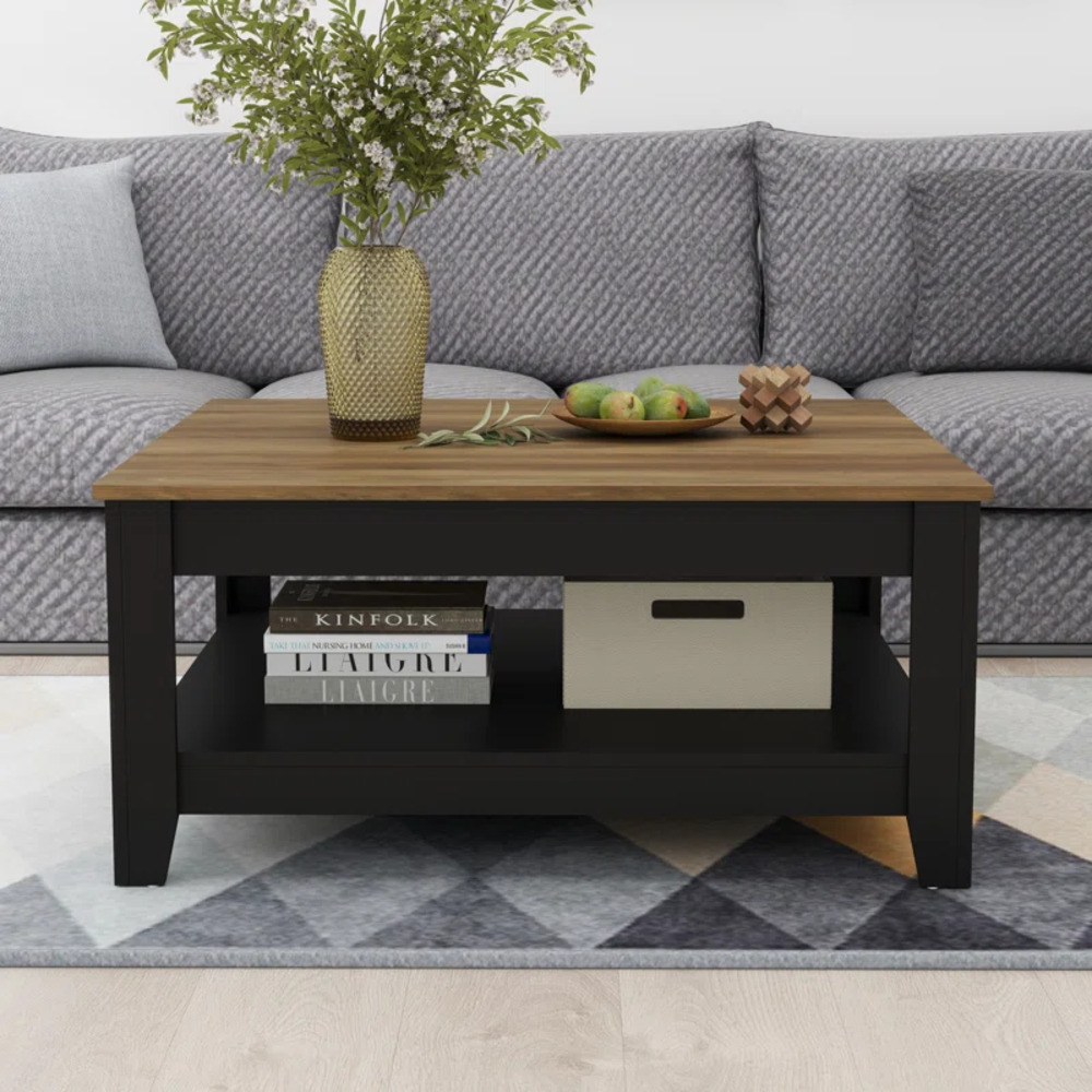 MESA DE CENTRO KAEL NEGRO Y MARRÓN RYR MUEBLES - 2