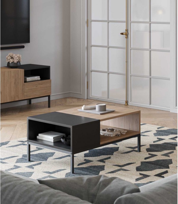 MESA DE CENTRO MODERNO CARLOS NÁCAR Y NEGRO RYR MUEBLES - 1