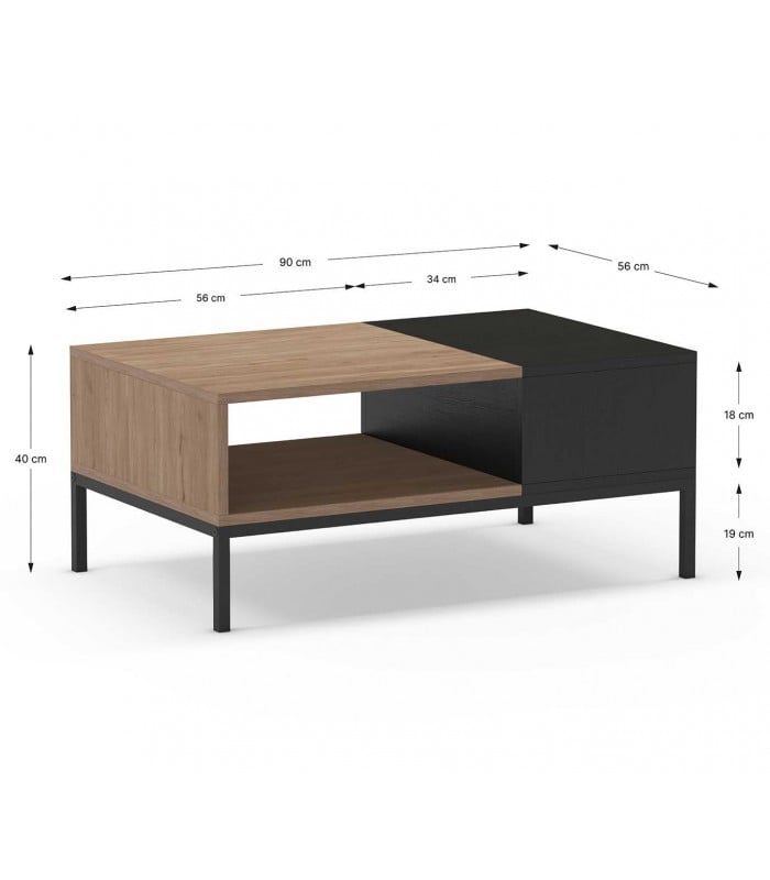 MESA DE CENTRO MODERNO CARLOS NÁCAR Y NEGRO RYR MUEBLES - 3