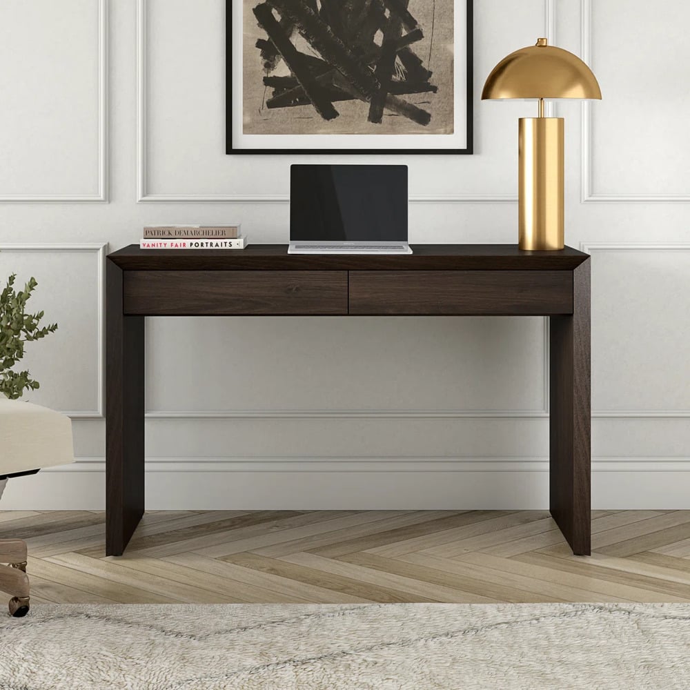 ESCRITORIO MODERNO GABRIELA 2 CAJONES MARRÓN OSCURO RYR MUEBLES - 2