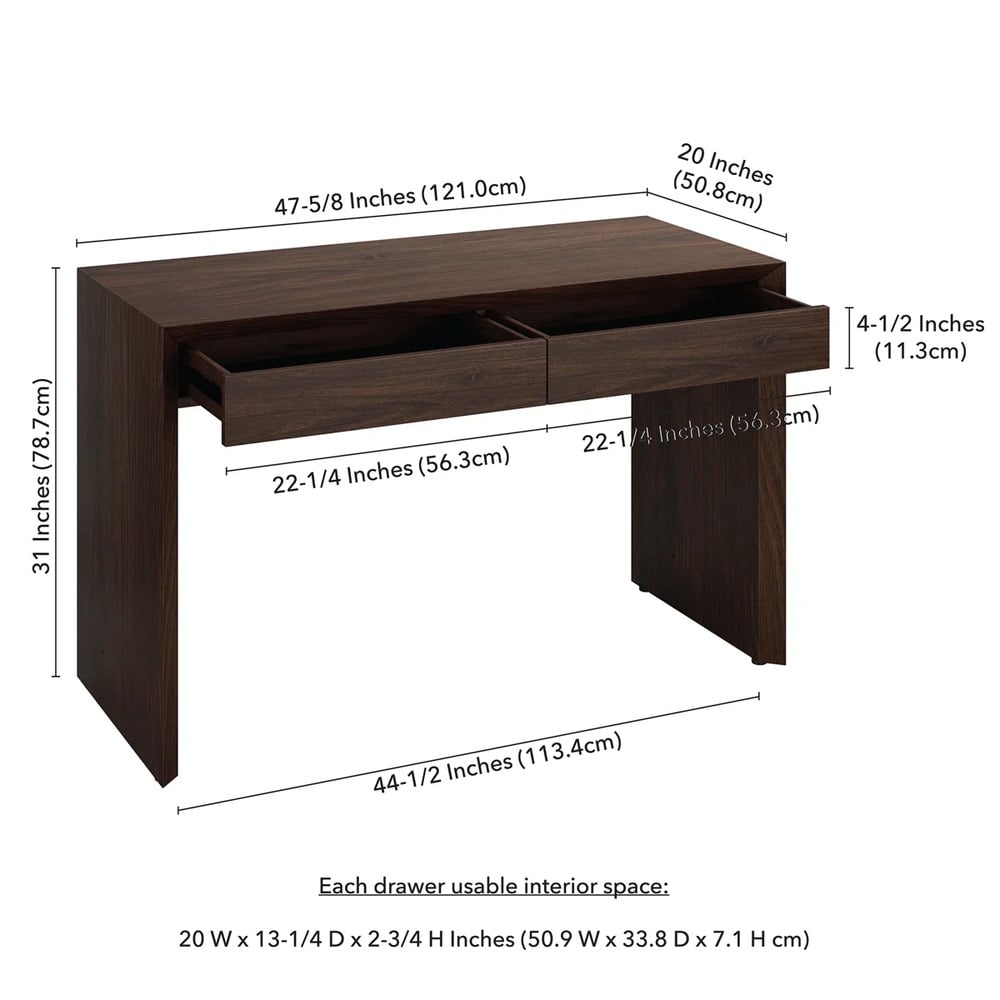 ESCRITORIO MODERNO GABRIELA 2 CAJONES MARRÓN OSCURO RYR MUEBLES - 4