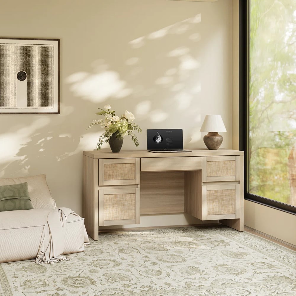 ESCRITORIO MODERNO MINIMALISTA ARABIA 5 CAJONES ROVERE RYR MUEBLES - 2