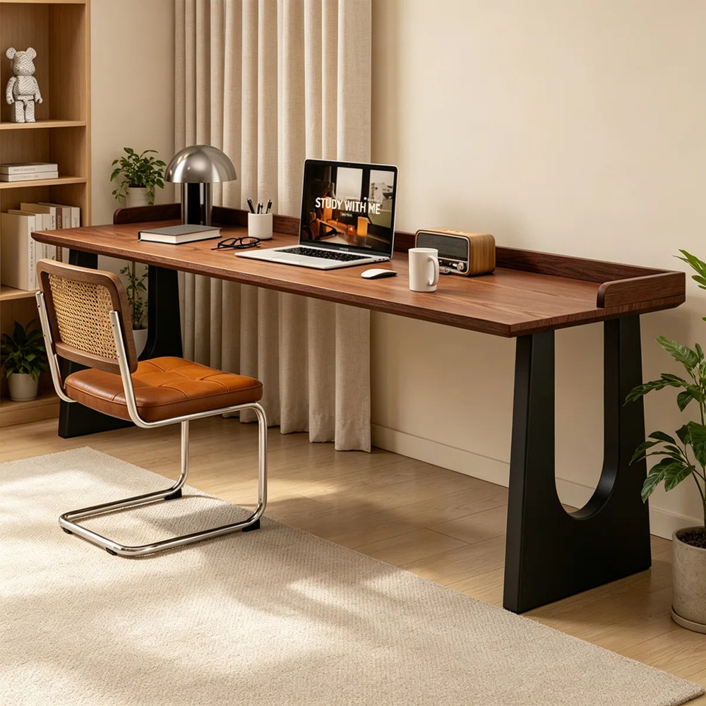 ESCRITORIO DE DISEÑO MODERNO MONIQUE 220 CM MARRÓN Y NEGRO RYR MUEBLES - 1