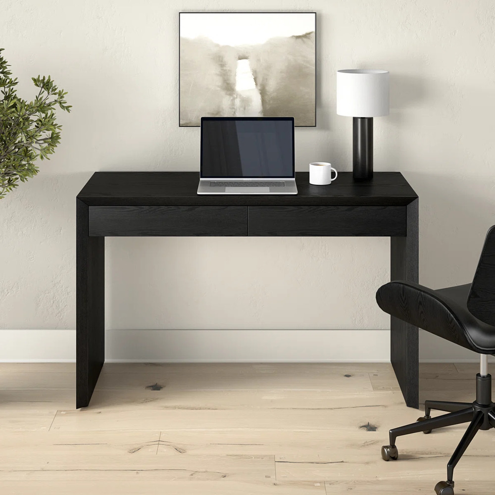 ESCRITORIO MODERNO GABRIELA 2 CAJONES NEGRO RYR MUEBLES - 2